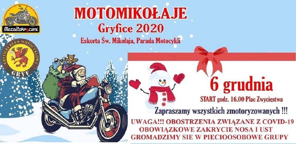 Parada motocyklowa MotoMikołaje Gryfice 2020
