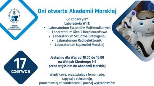 Akademia Morska w Szczecinie. Dni otwarte #nieonlajn nie zwalniają! 17 czerwca Informatyka i Telekomunikacja!