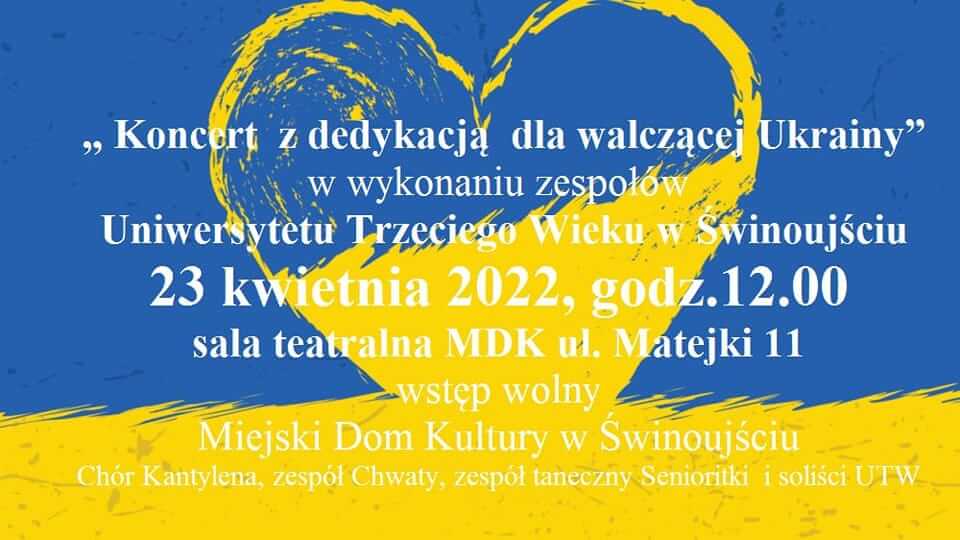 Świnoujście. Zaproszenie na Koncert z dedykacją dla walczącej Ukrainy.