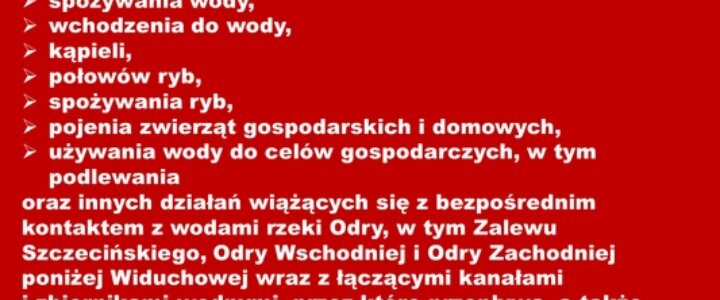 Zakaz korzystania z wód Odry do 18 sierpnia. Wojewoda zachodniopomorski wydał rozporządzenie porządkowe.