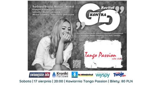 Świnoujście. Recital p.t. G kontra G Barbara Broda-Malon z zespołem w Kawiarni Tango Passion Cafe Club.