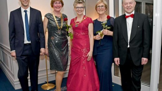 od lewej: Jan Ilig (RC Usedom), Christine Muschkowitz (Prezydent RC Usedom), Lidia Uttendorf (Prezydent RC Świnoujście), Marianne Schollen und Henrik Paaske (RC Christianshavn-Slotsholmen / Kopenhaga);