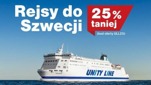 Teraz taniej do Szwecji. 25% rabatu od Unity Line